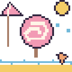 Pixel art Sucette à la plage, grille 40 × 40