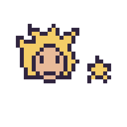 Pixel art Goku Super Saiyan mini et Étoile mini, grille 32 × 32