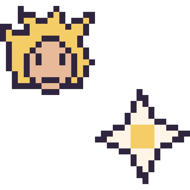 Modèle de pixel art Goku Super Saiyan mini et Etoile nether Minecraft 16 × 16 sur une grille de 32 par 32 cases