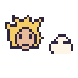 Pixel art Goku Super Saiyan mini et Nuage simple 10 × 10, grille 32 × 32