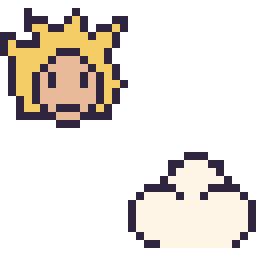 Pixel art Goku Super Saiyan mini et Nuage simple 16 × 16, grille 32 × 32