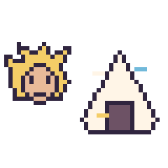 Pixel art Goku Super Saiyan mini et Onigiri décoré, grille 40 × 40