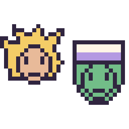 Pixel art Goku Super Saiyan mini et Piccolo mini, grille 32 × 32