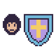 Pixel art Superman mini et Bouclier, grille 40 × 40