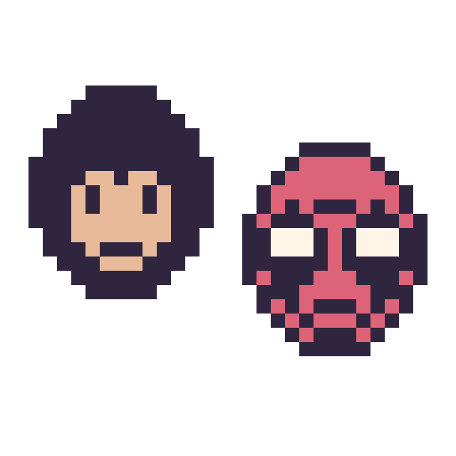 Modèle de pixel art Superman mini et Deadpool mini sur une grille de 32 par 32 cases