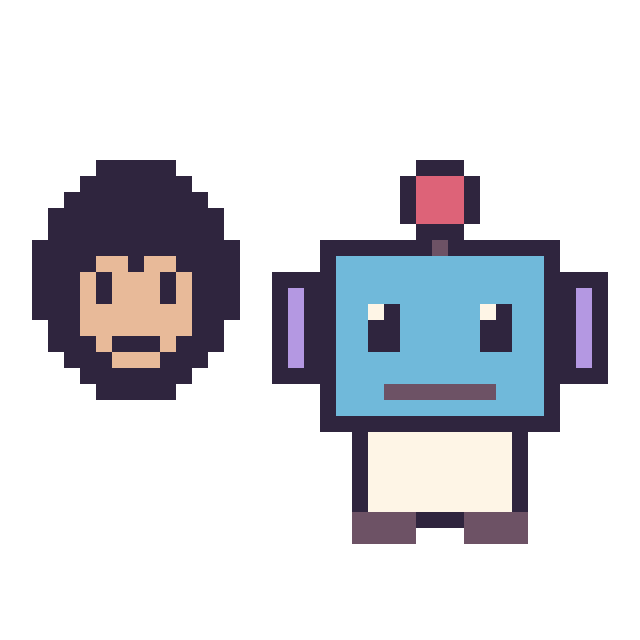 Modèle de pixel art Superman mini et Robot sur une grille de 40 par 40 cases