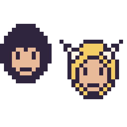 Pixel art Superman mini et Thor mini, grille 32 × 32