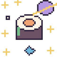 Pixel art Sushi dans l’espace, grille 40 × 40