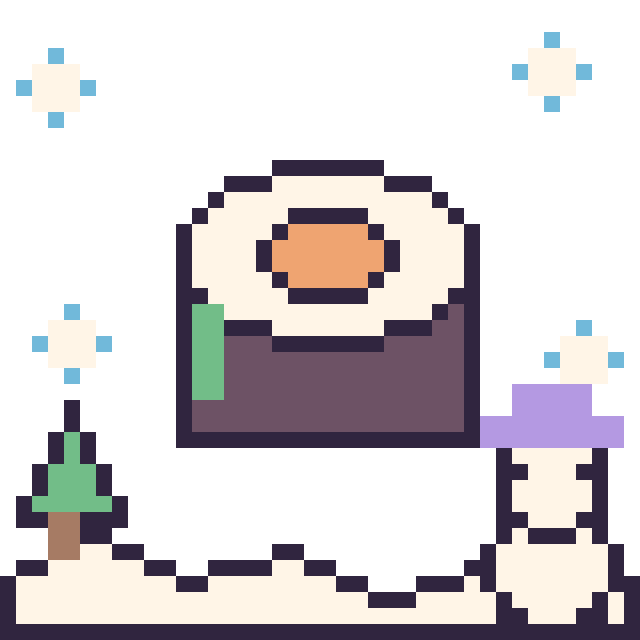 Modèle de pixel art Sushi en hiver sur une grille de 40 par 40 cases