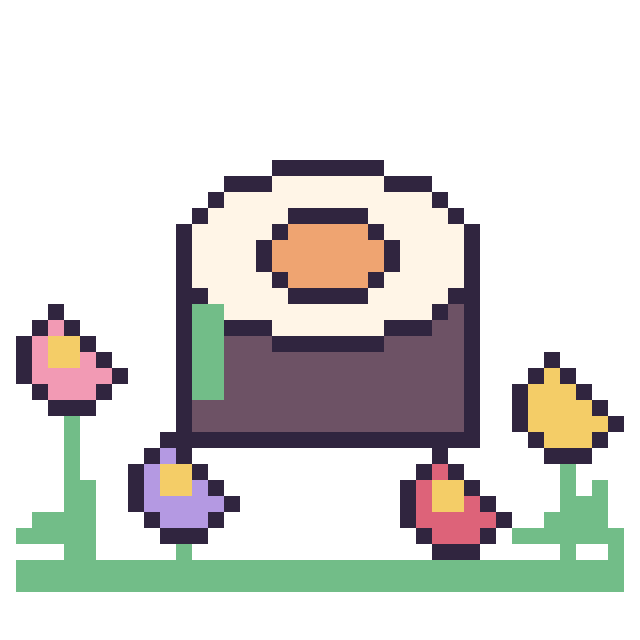Modèle de pixel art Sushi dans le jardin sur une grille de 40 par 40 cases