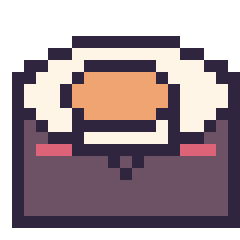 Pixel art Sushi kawaii, grille 20 × 20