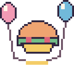 Pixel art Taco avec des ballons, grille 40 × 40