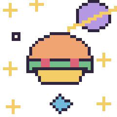 Pixel art Taco dans l’espace, grille 40 × 40