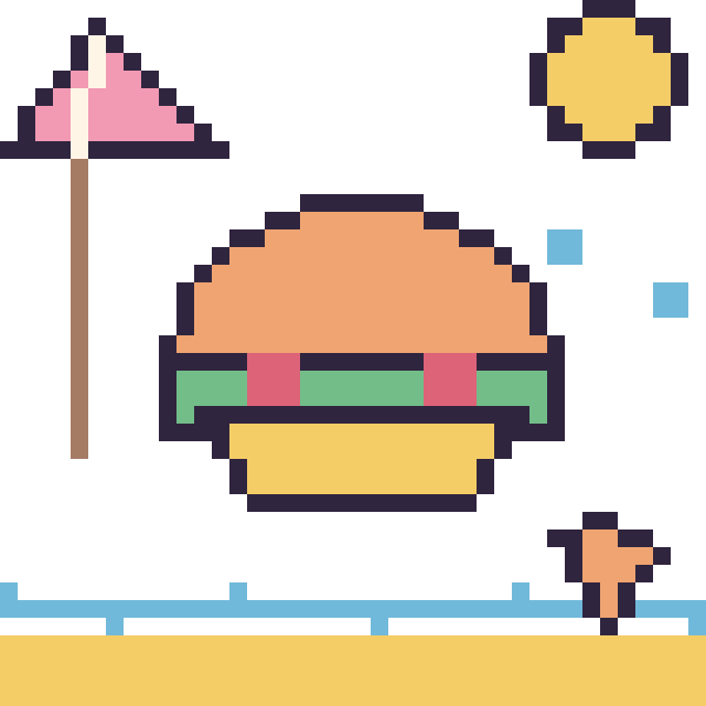 Modèle de pixel art Taco à la plage sur une grille de 40 par 40 cases