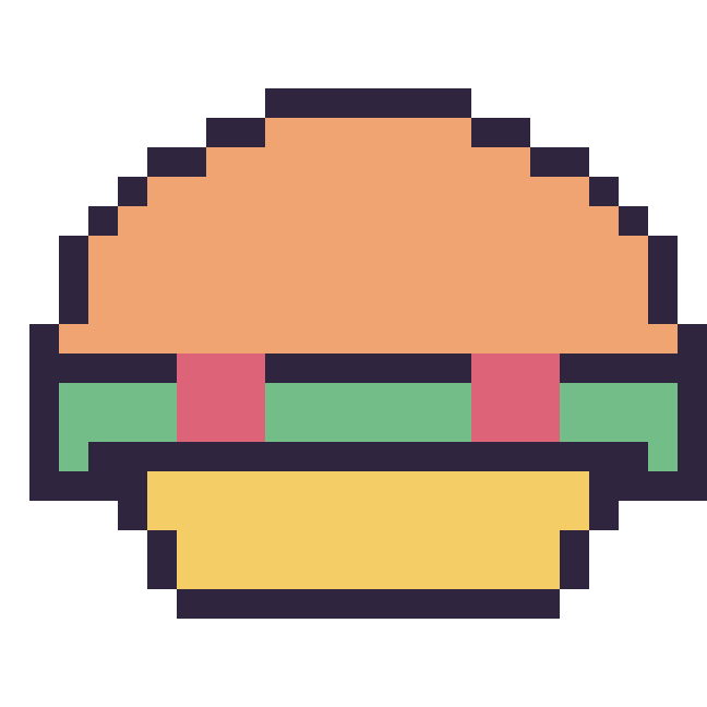 Modèle de pixel art Taco sur une grille de 24 par 24 cases