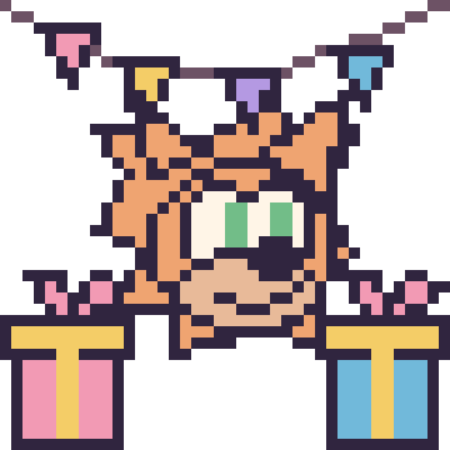 Modèle de pixel art Tails pour un anniversaire sur une grille de 40 par 40 cases