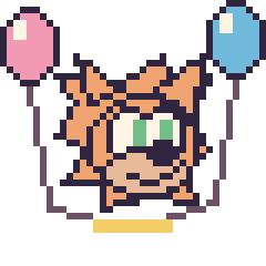 Pixel art Tails avec des ballons, grille 40 × 40