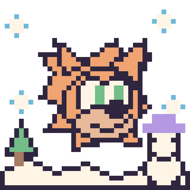 Modèle de pixel art Tails en hiver sur une grille de 40 par 40 cases