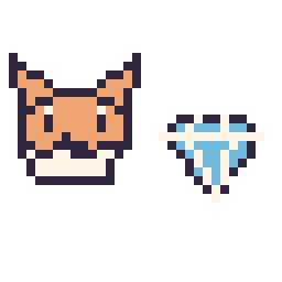 Pixel art Tails mini et Diamant simple 12 × 12, grille 32 × 32