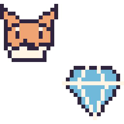 Pixel art Tails mini et Diamant simple 16 × 16, grille 32 × 32