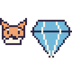 Pixel art Tails mini et Diamant, grille 40 × 40