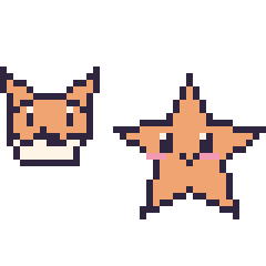 Pixel art Tails mini et Étoile de mer, grille 40 × 40