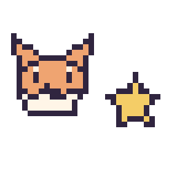 Pixel art Tails mini et Étoile simple 10 × 10, grille 32 × 32