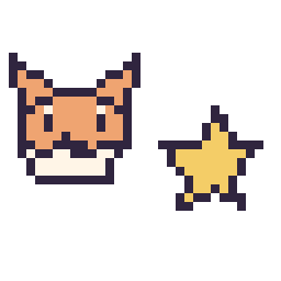Pixel art Tails mini et Étoile simple 12 × 12, grille 32 × 32