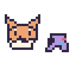 Pixel art Tails mini et Manette simple 10 × 10, grille 32 × 32
