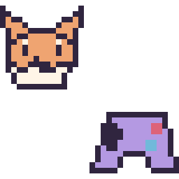 Pixel art Tails mini et Manette simple 16 × 16, grille 32 × 32