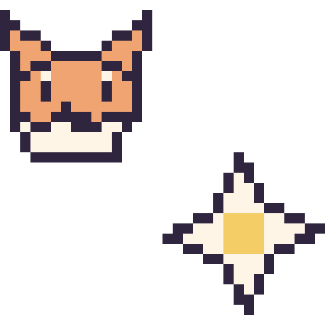 Modèle de pixel art Tails mini et Etoile nether Minecraft 16 × 16 sur une grille de 32 par 32 cases