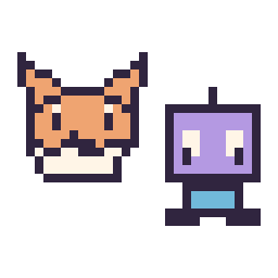 Pixel art Tails mini et Robot kawaii 16 × 16, grille 32 × 32