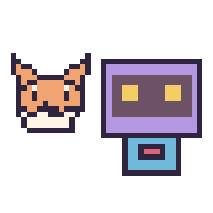 Pixel art Tails mini et Robot rétro, grille 40 × 40