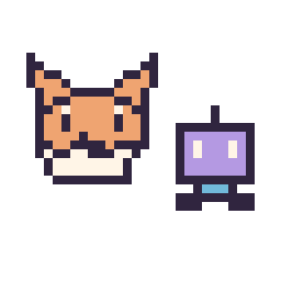 Pixel art Tails mini et Robot simple 12 × 12, grille 32 × 32