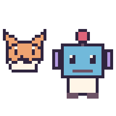 Pixel art Tails mini et Robot, grille 40 × 40