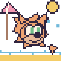 Pixel art Tails à la plage, grille 40 × 40