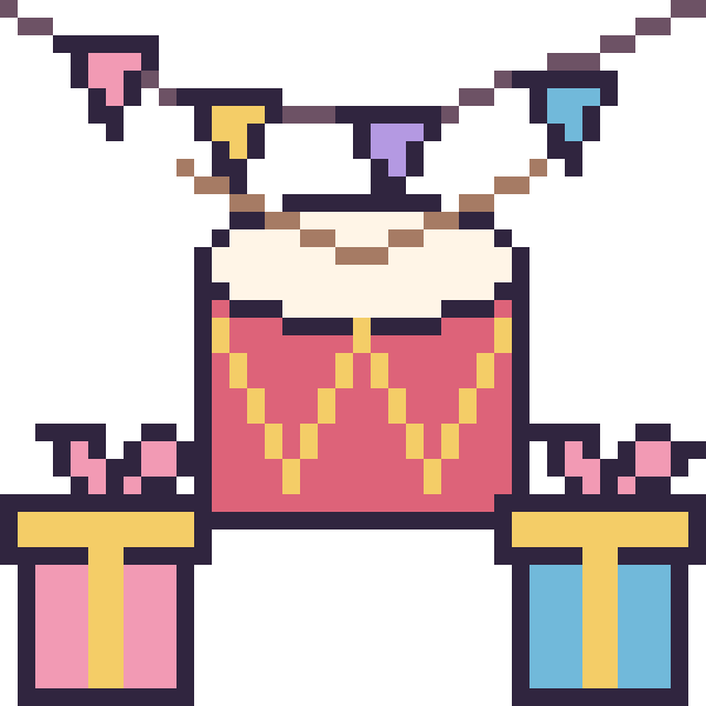 Modèle de pixel art Tambour pour un anniversaire sur une grille de 40 par 40 cases