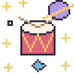 Pixel art Tambour dans l’espace, grille 40 × 40