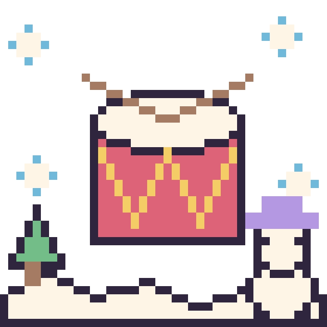 Modèle de pixel art Tambour en hiver sur une grille de 40 par 40 cases