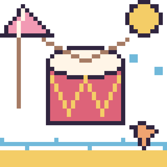 Modèle de pixel art Tambour à la plage sur une grille de 40 par 40 cases