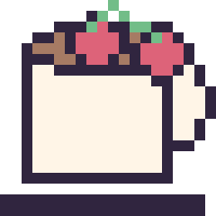 Pixel art Tasse de thé avec des cerises, grille 20 × 20