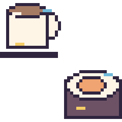 Pixel art Tasse de thé décoré et Sushi décoré, grille 40 × 40