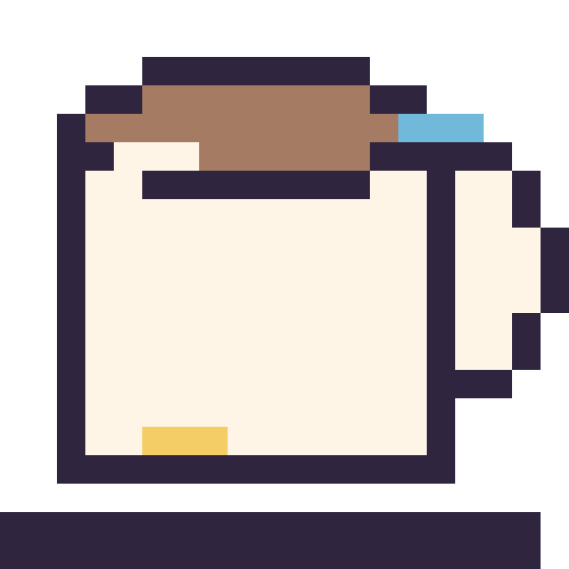 Modèle de pixel art Tasse de thé décoré sur une grille de 20 par 20 cases
