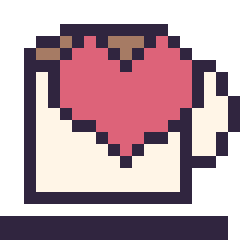 Pixel art Tasse de thé avec un cœur, grille 20 × 20