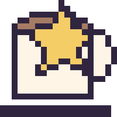 Pixel art Tasse de thé avec une étoile, grille 20 × 20