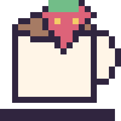 Pixel art Tasse de thé avec une fraise, grille 20 × 20