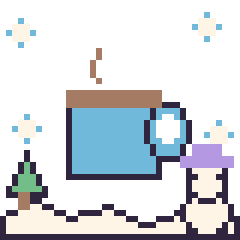 Pixel art Tasse de thé en hiver, grille 40 × 40