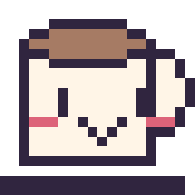 Modèle de pixel art Tasse de thé kawaii sur une grille de 20 par 20 cases