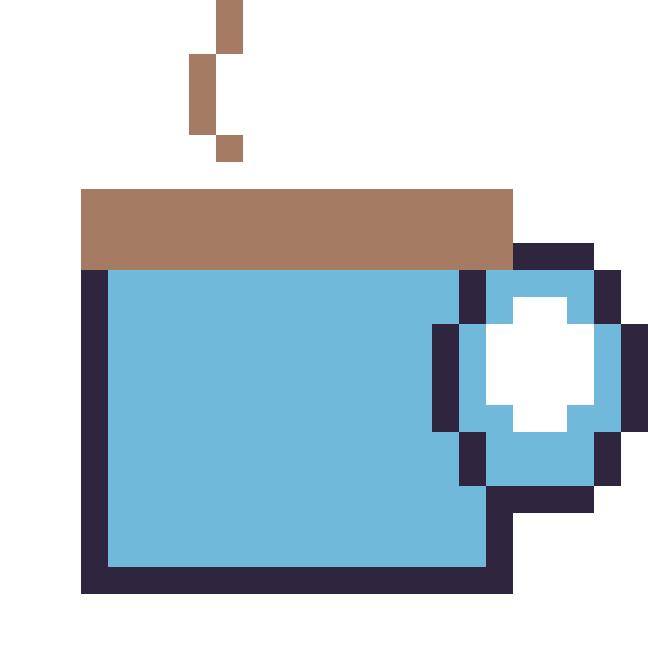 Modèle de pixel art Tasse de thé sur une grille de 24 par 24 cases
