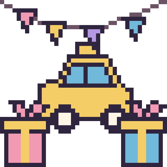 Modèle de pixel art Taxi pour un anniversaire sur une grille de 40 par 40 cases